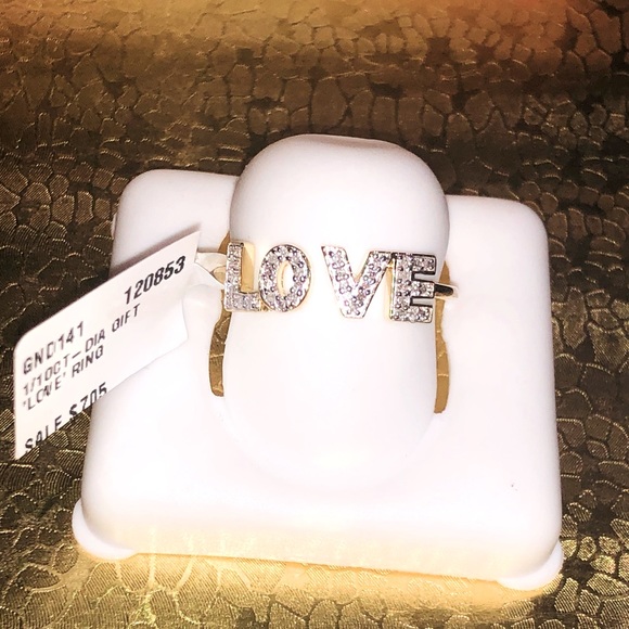 10k solid gold real diamond Love ring for women, Not Plated! free Appraisal sale - Picture 1 of 11